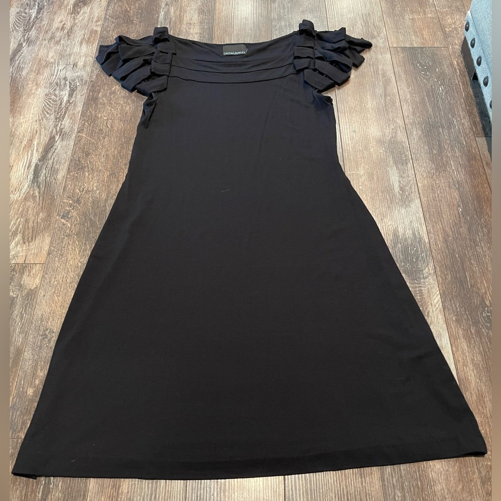 Cynthia Rowley Black Ruffled Sheath Mini Dress